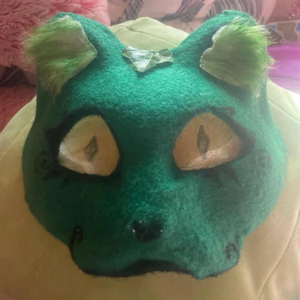 Green Cat Therian mask